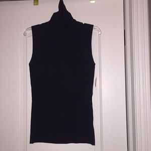 Black with sparkles-sleeveless turtleneck sweater